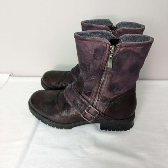 Clarks  Faralyn Rise Shoes - Clarks Faralyn Rise, Purple Motorcycle Boots Size 8